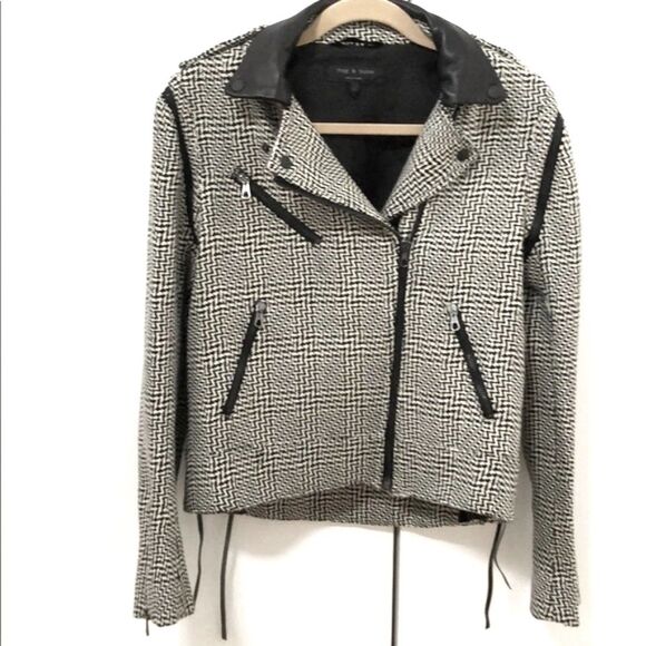 RAG & BONE Wool and Leather Moto Jacket/best - Picture 14 of 15